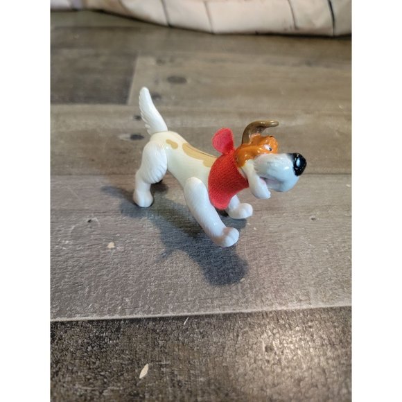 White brown scruffy dog red bandana toy figure animal - Picture 1 of 4